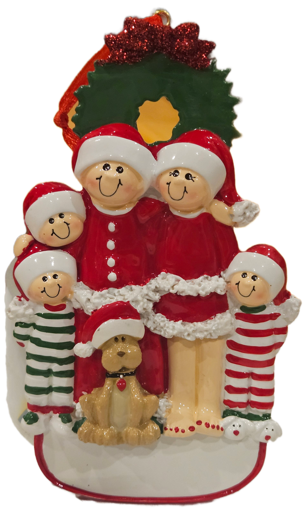 Christmas Family of 5 with brown dog
