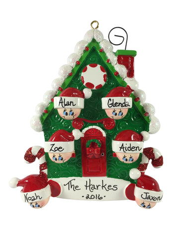 Candy Cane House Family of 6 - Made of Resin
