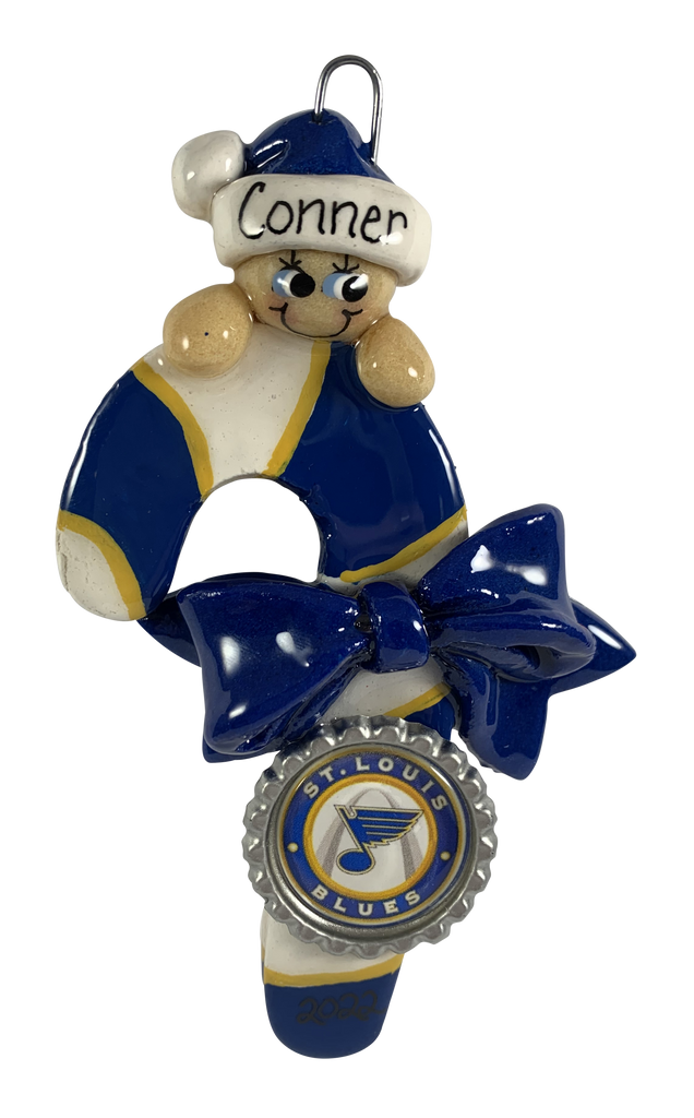 St Louis Blues Candy Cane - Made of Bread Dough