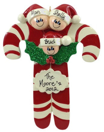 Candy Cane Family of 3 - Made of Resin