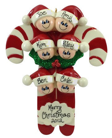 Candy Cane Family of 6 - Made of Resin