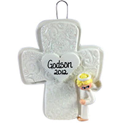 Christening Cross Angel Boy - Made of Resin