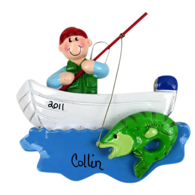 Fisherman in Boat - Made of Resin