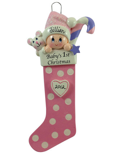 Baby Girl 1st Stocking - Made of Resin