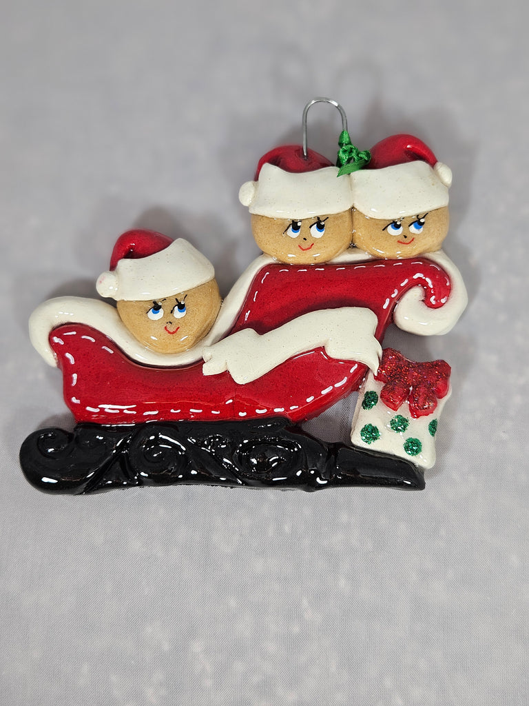 Sleigh Family of 3 - Made of Bread Dough