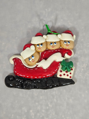 Sleigh Family of 4 - Made by Bread Dough