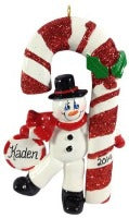 Candy Cane Snowman - Made of Resin