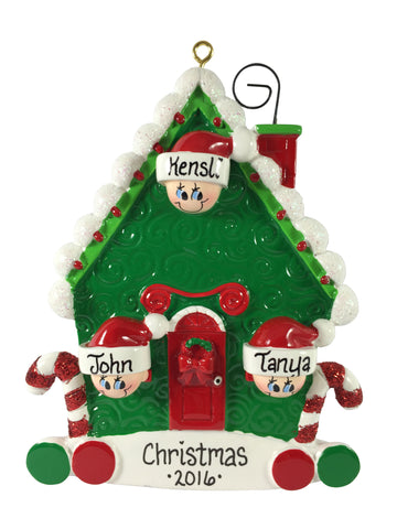 Candy Cane House Family of 3 - Made of Resin