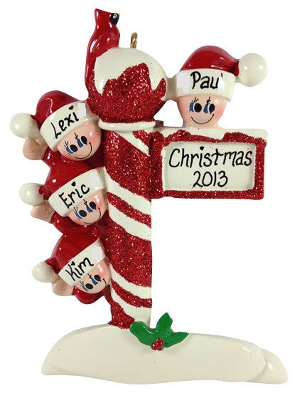 Candy Cane Pole Family of 4 - Made of Resin