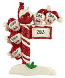 Candy Cane Pole Family of 5 - Made of Resin