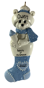 Baby Boy Polar Bear Stocking - Made of Resin