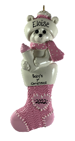 Baby Girl Polar Bear Stocking - Made of Resin