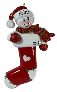 Long Stocking Snowman - Made of Resin