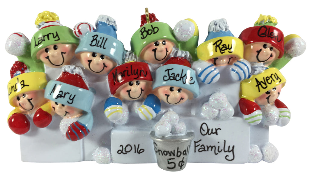 Snowball Fight Family of 10 - Made of Resin