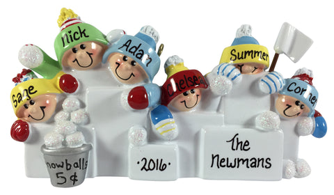 Snowball Fight Family of 6 - Made of Resin