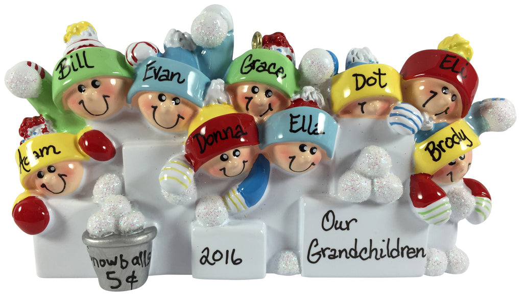 Snowball Fight Family of 8 - Made of Resin