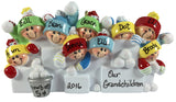 Snowball Fight Family of 9 - Made of Resin