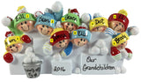 Snowball Fight Family of 9 - Made of Resin