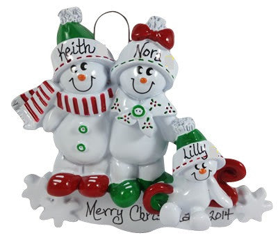 Snowman Family of 3 - Made of Resin