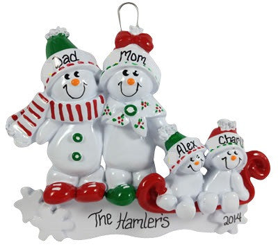 Snowman Family of 4 - Made of Resin