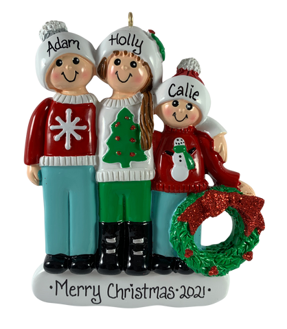 Ugly Sweater Family of 3 - Made of Resin
