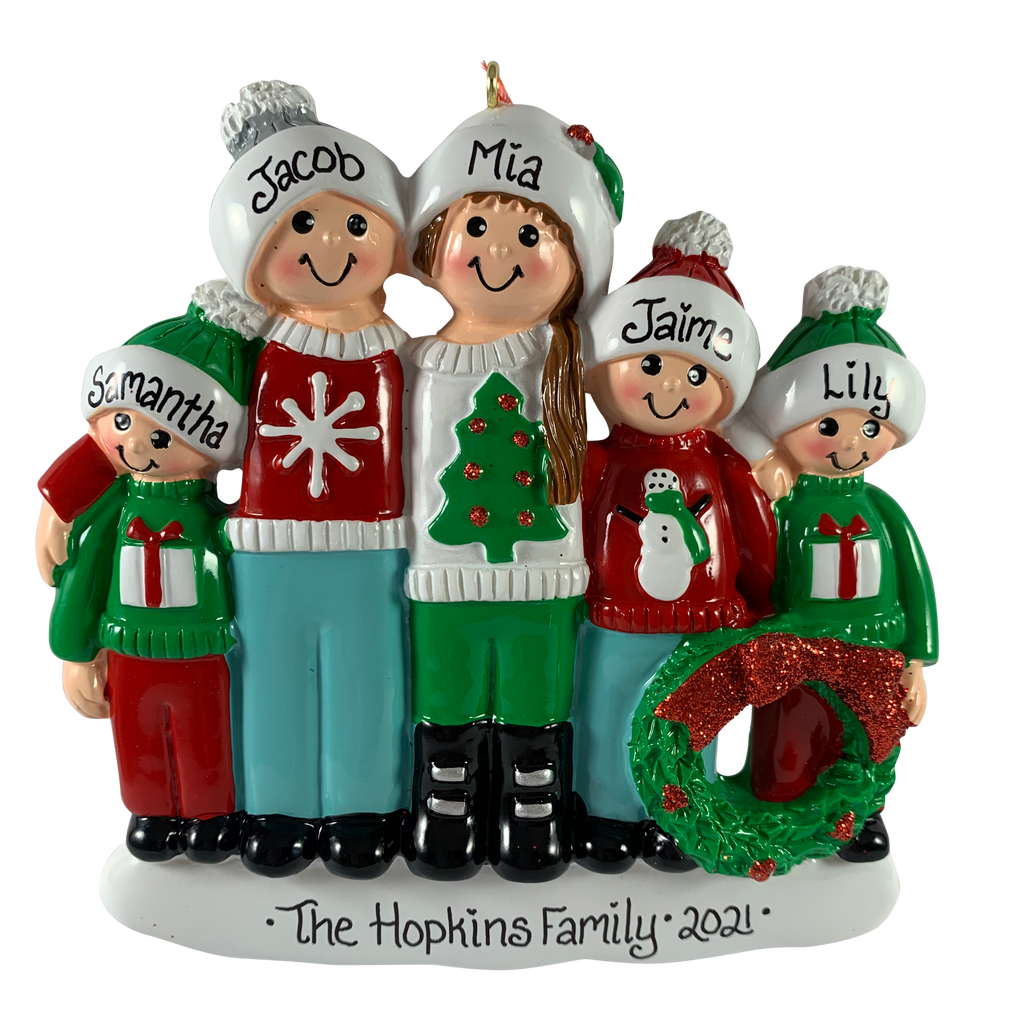 Ugly Sweater Family of 5 - Made of Resin