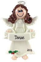 Angel with Banner Brunette - Made of Resin