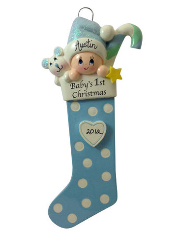 Baby Boy 1st Stocking - Made of Resin