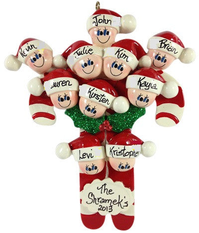 Candy Cane Family of 10 - Made of Resin