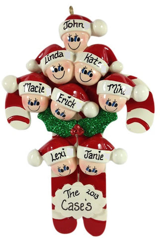 Candy Cane Family of 8 - Made of Resin