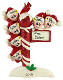 Candy Cane Pole Family of 6 - Made of Resin